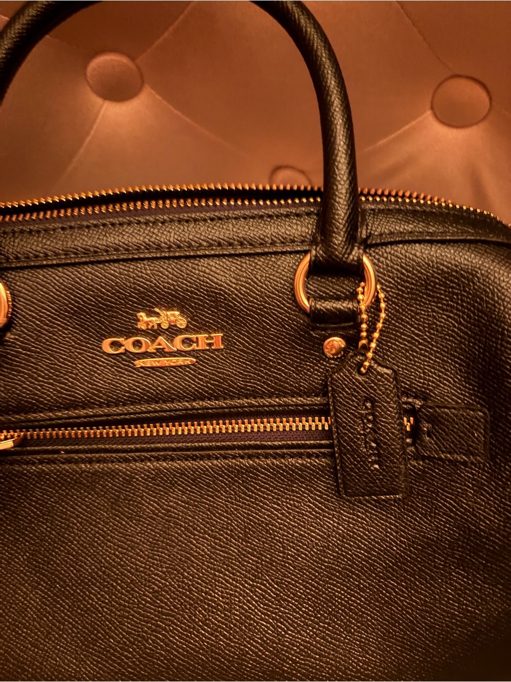 Coach Rowen Satchel Black Leather 
Dome Satchel with Gold Hardware - Picture 6 of 7
